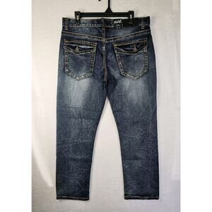 True Luck Jeans Straight Leg Men's‎ Size 34x30 Medium Blue Flap Pockets Nwt.
